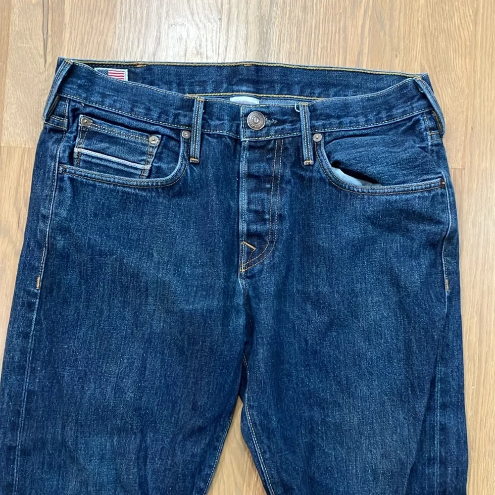 True Religion U.S. Made Men's Blue Dark Wash Cotton Denim Straight Leg Jeans